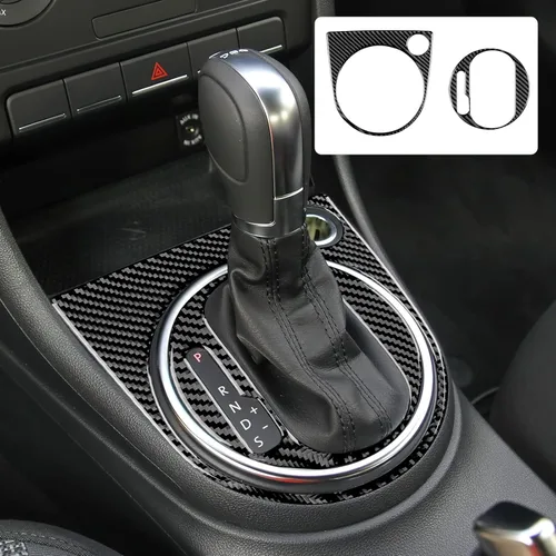Adhesivo de fibra de carbono para cubierta de marco de panel de cambio de caja de cambios de automóvil para Volkswagen Beetle 2012-2019, accesorios