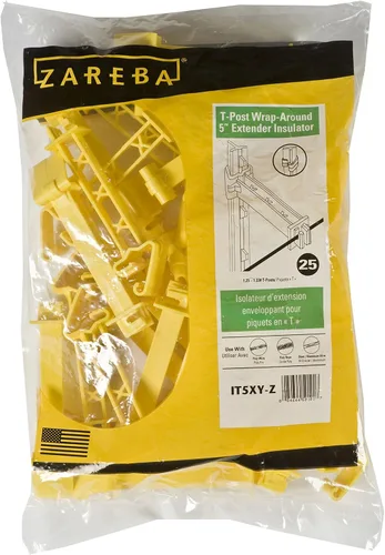 Zareba IT5XY-Z Aislante con extensor de 5 pulgadas de enganche rápido, 25 por bolsa, amarillo