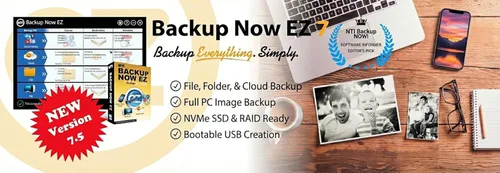 Vista 2 de NTI Backup Now EZ 7.5 (for 1 Computer) Full-System Image Backup Cloud Backup File-Folder Backup Scheduled Backup Available in Download and