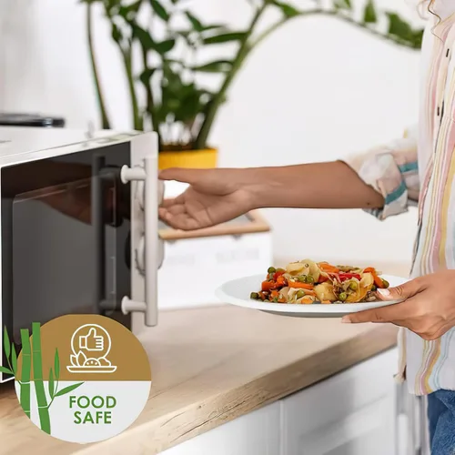 Vista 4 de Paquete de 300 platos de papel desechables, platos 100% compostables de 6 pulgadas, platos de bagazo pequeños resistentes a granel, platos