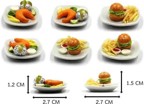 Vista 3 de Set de desayuno surtido de 10 variados – Alimentos en miniatura, comida pequeña para decoración de casa de muñecas, casa de muñecas, diorama
