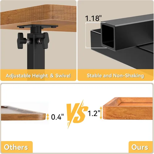 Vista 7 de XNSDXV Mesa C Mesa Auxiliar de Altura Ajustable, Mesa de Bandeja Giratoria de 360° para TV para Espacios Pequeños, Mesas de Sofá que se Deslicen