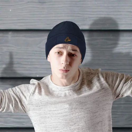 Vista 3 de Gorro de invierno con diseño de cabeza de pastor alemana, bordado dorado, para perros, talla 1