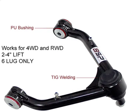 Vista 6 de Brazos de control superiores delanteros, kit de rótula tubular de elevación de 2-4 pulgadas compatible con Silverado 1500 Sierra 4WD 4X4 RWD