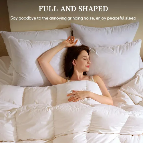 Vista 7 de BHZ Almohada estándar de plumas de ganso con funda de almohada de satén, almohada de cama de lujo de la colección de hotel para dormir, soporte