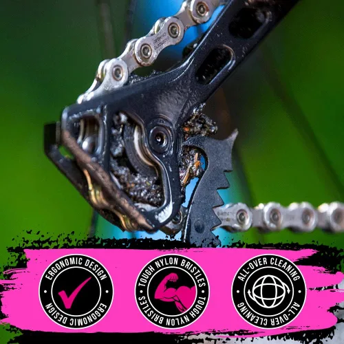 Vista 7 de Muc-Off Nano Tech Bike Cleaner 206 - Kit de cepillos de 5 piezas, incluye 5 cepillos de limpieza para bicicletas con cerdas de nailon duraderas