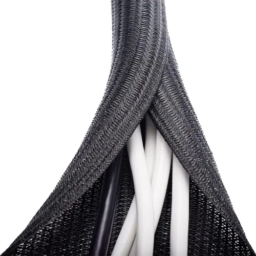 ZhiYo Funda de cable de 6.6 pies a 1 pulgada, tubo protector de cable para mascotas, envoltura de cable de PC, funda de gestión de cables de Negro