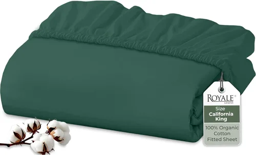 Vista 97 de Royale Linens Sábana bajera ajustable de 100 % algodón orgánico, tejido de percal, sábana bajera súper suave con bolsillo profundo, sábana elástica