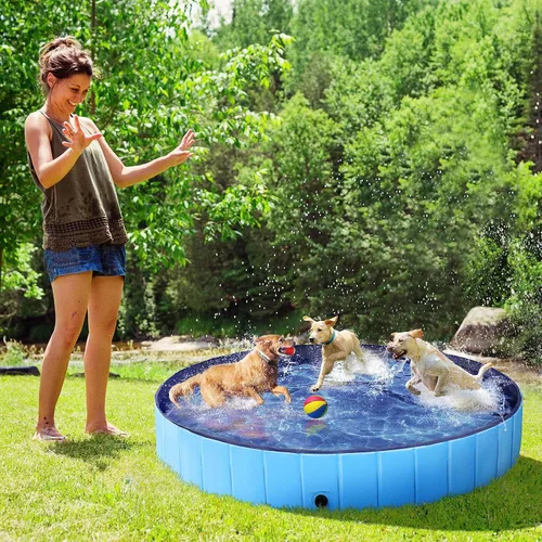 Vista 2 de YAHEETECH Plástico Plegable Duro, Gran bañera para perros, piscina colapsable, para Perros, Bañera para Mascotas, Perros, Gatos