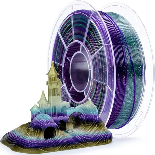 Vista 22 de ZIRO - Rápido cambio de color PLA, filamento translúcido multicolor de 1.75mm, material para impresión 3D, carrete de 1kg, precisión dimensional