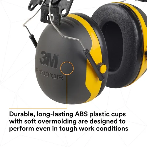 Vista 8 de 3M PELTOR Orejeras de Protección Auditiva, Serie X X2P3E, Estilo de Gorra Acoplado a Casco Duro, Protección contra Ruido NRR 24 dB, Paquete de 1