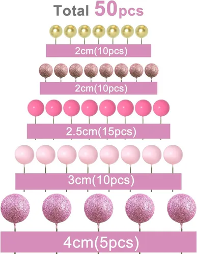 Vista 2 de ASTARON 110 piezas de decoración de pastel de bola, mini globos, bolas de espuma, palitos de espuma, para decoración de tartas, bolas de decoración