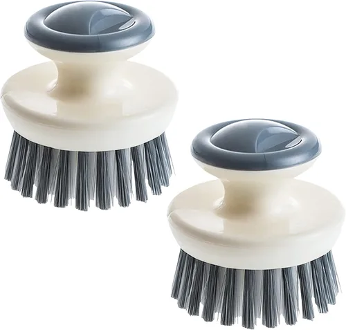 Cepillo para fregar platos, cepillo de palma de agarre ergonómico, cepillos de cocina para limpieza, limpiador de platos con cerdas rígidas para 2p