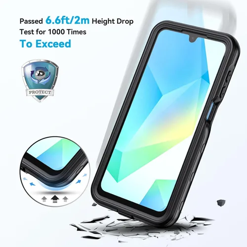 Vista 4 de Lanhiem - Funda para Samsung Galaxy A16 5G, impermeable IP68, resistente al polvo, con protector de pantalla integrado, cubierta protectora