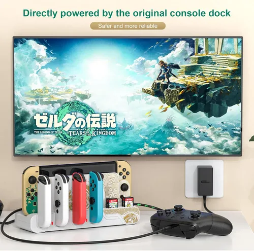 Vista 7 de Base de carga para controlador de interruptor compatible con Nintendo Switch OLED-The Legend of Zelda Tears of The Kingdom Edition y Switch