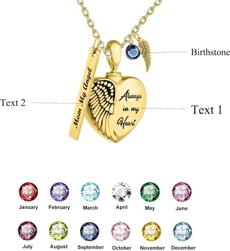 Vista 4 de Collar de urna de corazón de oro macizo para cenizas, collar de urna de cremación personalizada de oro real de 10 quilates, 14 quilates y 18