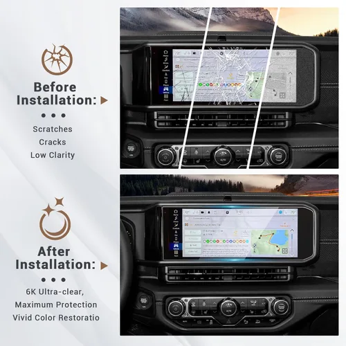 Vista 5 de YEE PIN Protector de pantalla para Jeep Wrangler 2024 Wrangler JL 2024, protector de pantalla para Jeep Wrangler 2024, protector de pantalla de 12.3