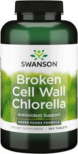 Swanson Clorella de pared celular rota 500 miligramos 360 pestañas