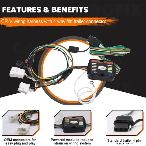 Vista 2 de Arnés de cableado CRV de ajuste personalizado con conector de remolque plano de 4 vías para Honda CR-V 2012-2016 Arnés de cables de enganche simple