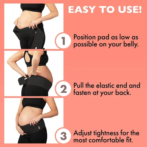 Vista 5 de AZMED - Banda de maternidad para soporte de vientre Transpirable , para dolor de abdomen, pelvis, cintura y espalda Ajustable Para todas