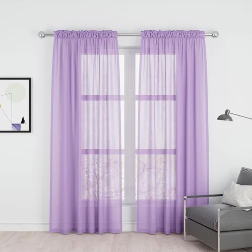 Vista 62 de UPOPO Paneles de Cortina Beige Pequeños Cortinas Transparentes de Gasa de 16 Pulgadas de Largo Cortinas de Cocina de Voile con Textura de Lino