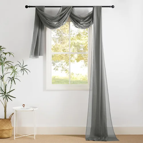 Vista 31 de NICETOWN Cenefa decorativa larga para ventana, cenefa de bufanda de boda, cortina de gasa para sala de estar, dormitorio, ceremonia