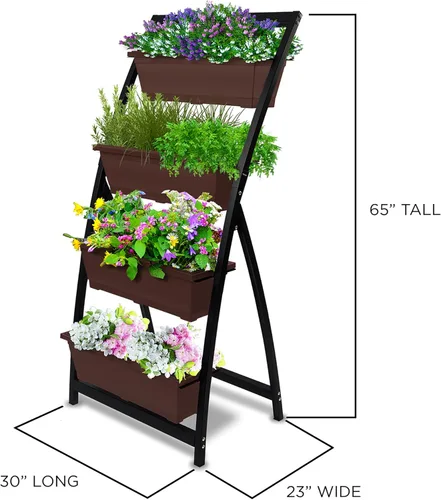 Vista 5 de Outland Living Jardinera elevada de 6 pies – Jardinera vertical independiente con 4 cajas de contenedores, buena para patio o balcón