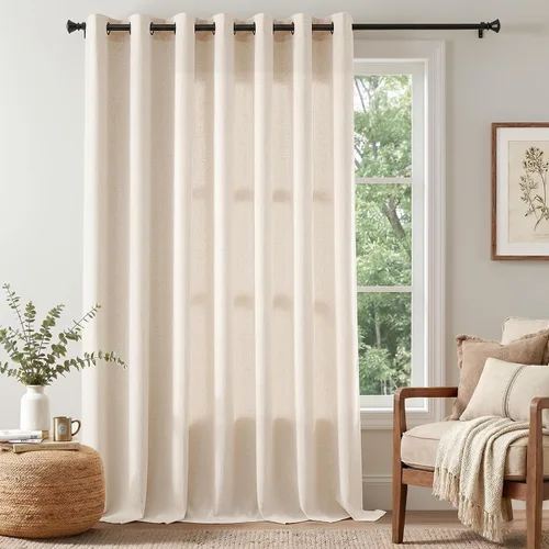 Vista 35 de jinchan Cortinas de Lino Beige de 84 Pulgadas de Largo, Juego de 2 Paneles, Cortinas Semitraslúcidas Ligeras con Ojales para Dormitorio, Casa