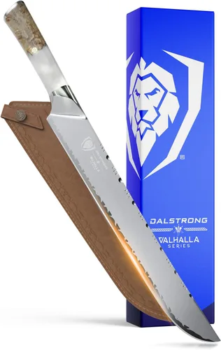 Vista 10 de Dalstrong Cuchillo para rebanar – Valhalla Series Ravenstone Black Blade Titanium Coated – Premium 9CR18MOV HC Steel – Mango de resina y madera