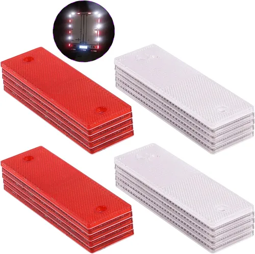 Vista 9 de Swpeet Reflector rectangular de plástico rojo universal adhesivo para coche, reflectores de puerta, reflectores de puerta para interior rojo, placa
