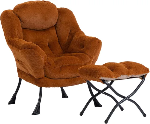 Vista 50 de HollyHOME - Silla perezosa con otomano plegable, sillón de ocio acentuado y cómodo, taburete plegable con reposapiés, sofá de ocio y silla