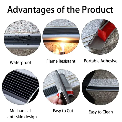 Vista 3 de Borde de escalera de 32 pulgadas, borde de goma negro, borde de escalera de vinilo autoadhesivo para escalera, protector de borde de escalera