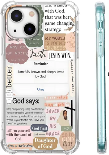 Vista 105 de Cubierta de Teléfono con Versículos de la Biblia y Citas Cristianas de Jesús en Collage, Funda Protectora Suave de TPU de Moda para iPhone 16 Pro, #1