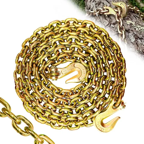 Vista 10 de Cadena de Sujeción de 10 Pies con Grado 80, Cadena de Elevación con Ganchos de Resorte Clevis de 1/2 Pulgada, Límite de Carga de Trabajo de 11300