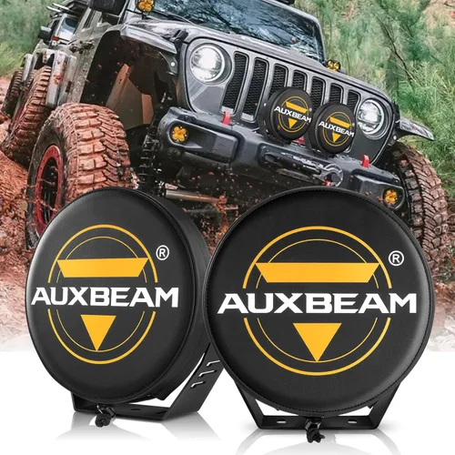 Vista 10 de Auxbeam Cubierta de luz todoterreno de 7 pulgadas, cubiertas protectoras redondas ámbar, lente de policarbonato de plástico amarillo para conducción