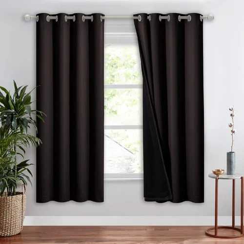 Vista 103 de NICETOWN Cortinas 100 % opacas con aislamiento térmico, panel de cortina deslizante de rendimiento que reduce el ruido con forro negro, bloqueo
