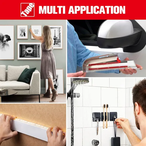 Vista 7 de Cinta adhesiva de doble cara resistente, cinta de espuma de montaje impermeable, 33 pies de largo, 0.4 pulgadas de ancho, cinta adhesiva fuerte