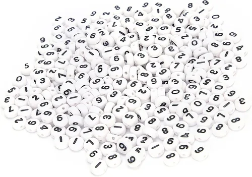 500PCS Acrylic Number Beads, 0-9 White Number Beads Bracelet Making Kits Jewelry Accessories for Jewelry Making DIY Necklaces