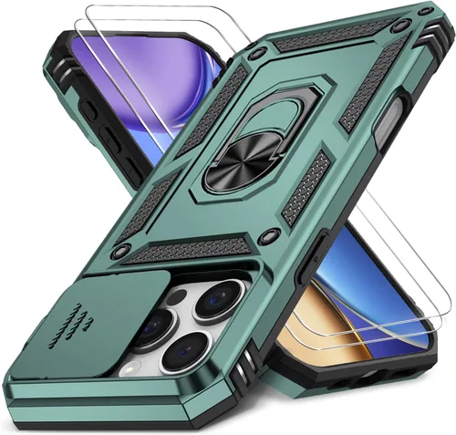 Vista 31 de Funda HakkTaoo para iPhone 13/iPhone 14 de 6.1 Pulgadas con Funda Deslizante para Cámara + Protector de Pantalla (2 Paquetes), Funda Protectora a