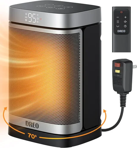 DREO Calentador de espacio para baño e interior, calentador portátil, calentador de cerámica PTC, seguro y silencioso de 1500 W, termostato digital
