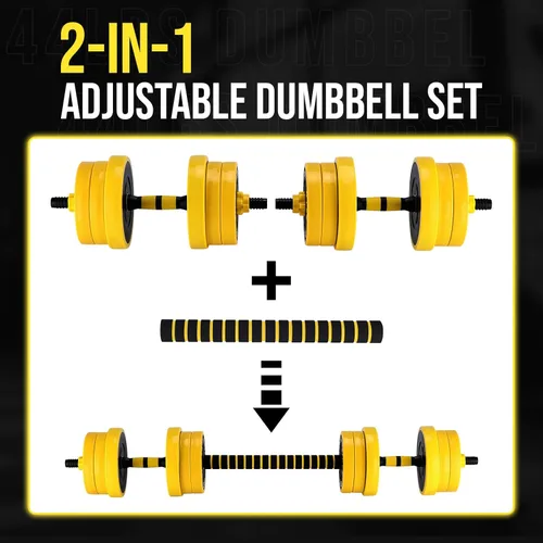 Vista 2 de Juego de mancuernas y mancuernas ajustables de 44 libras, juego de mancuernas ajustables 2 en 1 para gimnasio en casa