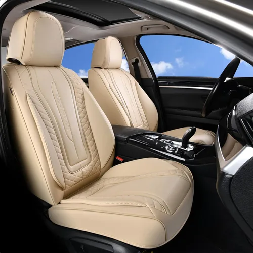 Vista 13 de Coverado Fundas de asiento delantero para automóvil, acojinadas, impermeables, de piel sintética, protectoras, de ajuste universal para la mayoría
