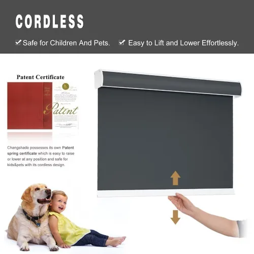 Vista 4 de Changshade JZROL33BK72Z - Persiana enrollable opaca con cenefa de cassette, para oscurecer la habitación, sin cordón, persianas enrollables