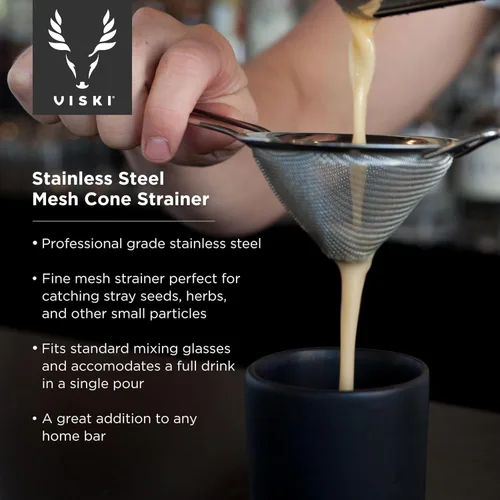 Vista 2 de Viski Bebidas de cóctel de acero inoxidable, colador pequeño con asa, metálico