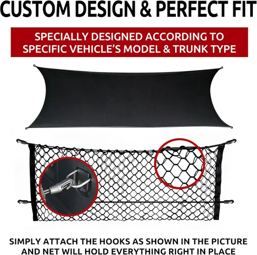 Vista 4 de Trunknets Inc Persiana de seguridad de carga + red de carga para Chevrolet Traverse 2009 2010 2011 2012 2013 2014 2015 2016 - Ebony New