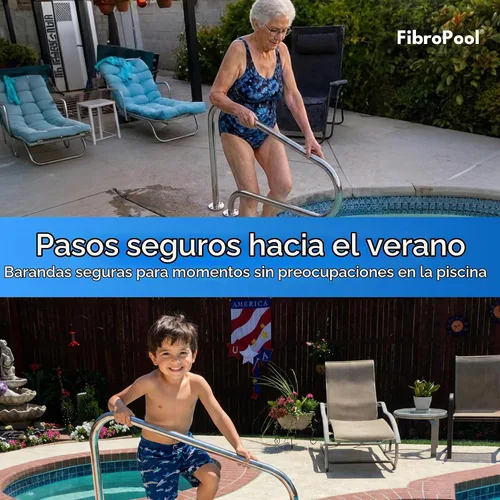 Vista 7 de FibroPool Pasamanos de piscina - Barandilla de agarre inoxidable - Grande