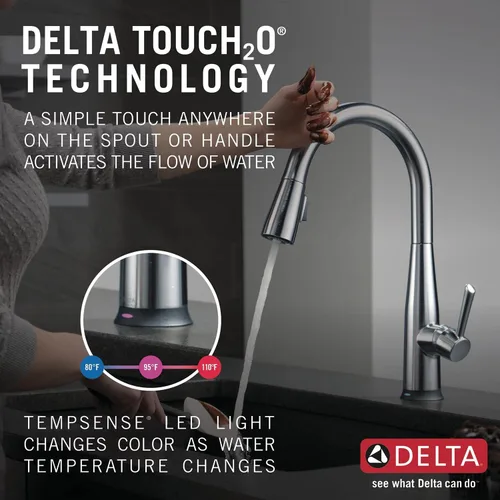 Vista 5 de Delta 9113TV-AR-DST Essa - Grifo de cocina, VoiceIQ, acero inoxidable ártico
