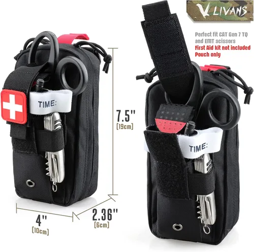 Vista 3 de Tactical MOLLE IFAK First Aid Medical Pouch, Rip-Away EMT Accessories for Trauma Kit Small Medical Bag for Car Headrest, Outdoors