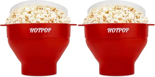 Vista 20 de El Hotpop Original - Palomitero para microondas, Popcorn, contenedor de silicona para hacer de palomitas de maíz, cuenco plegable sin BPA y apto