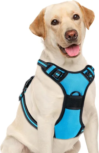 Vista 12 de Arnés para perro sin tirones, chaleco ajustable reflectante con clip frontal para mascotas con asa de fácil control para perros medianos y grandes